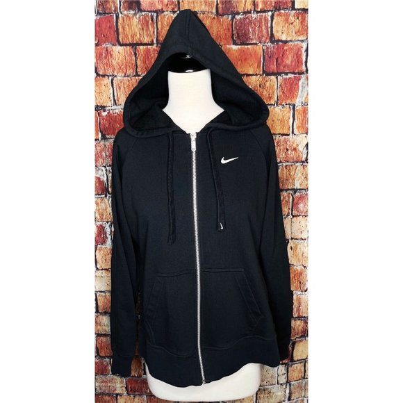 Nike Women's XS Full-Zip Black Training Hoodie Jacket Side Spellout Slits - Picture 2 of 8